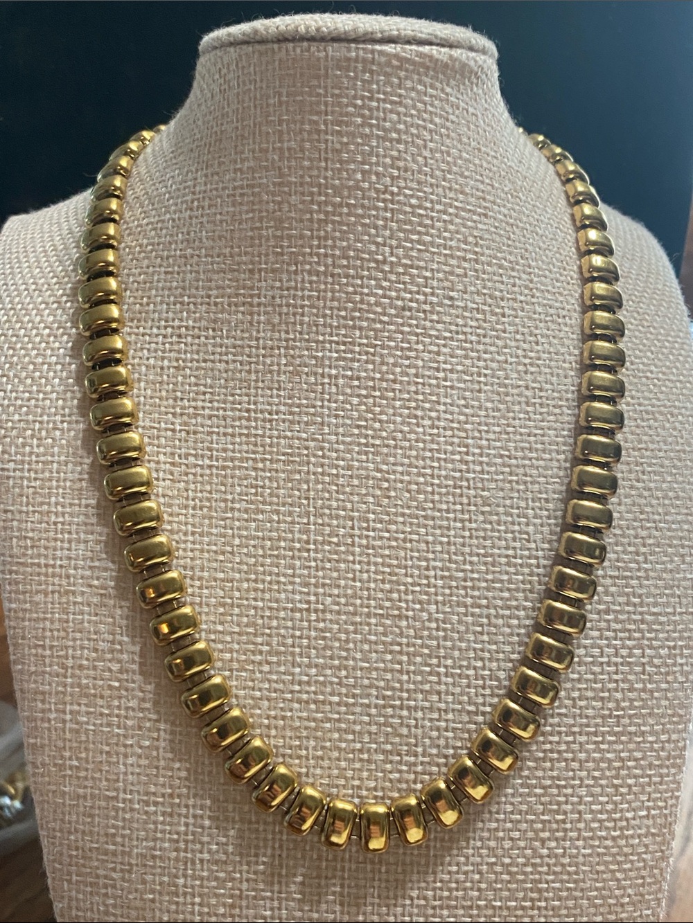 18K over Stainless Steel Gold Box-Link Necklace